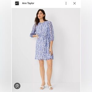 Ann Taylor Floral Gathered Neck Shift Dress